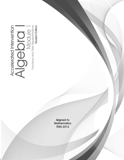 Accelerated Intervention, Algebra I: Module 1 - Functions and Their Representations, Student Edition (Set of 30)