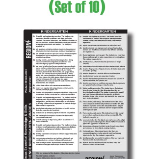 TEKS Science Chart 2021, Grades K–5 (Set of 10)